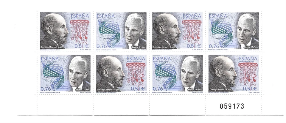 ESPAÑA. Año: 2003. PREMIOS NOBEL. BLOQUE DE 4. NUEVO ( MNH ). BORDE DE HOJA  - Imagen 1 de 1