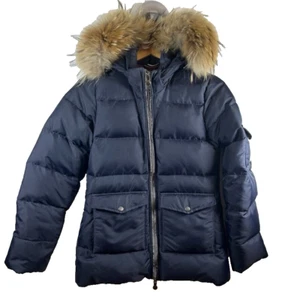 Pyrenex Down Jacket Womens Small Navy Bomber Hooded Puffer Ski Gorpcore - Picture 1 of 18