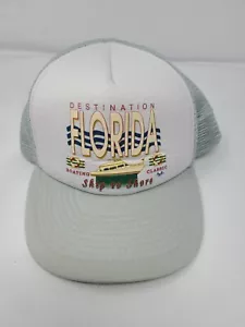 VINTAGE 80s Destination Florida Mesh Trucker Snapback Hat Cap Souvenir Tourist - Bild 1 von 4
