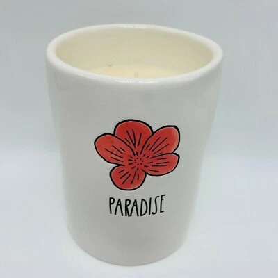 Rae Dunn Island Bird Of Paradise Scented 5" Candle 13.2 Oz White Pink Flower NEW - Image 1 of 4