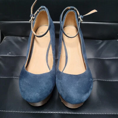 Report Tacones Altos Mujer 6.5 Azul Cuña Tela Lucy Correa al Tobillo Foto 1 de 4