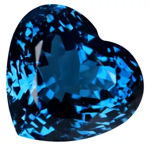 Pietra preziosa topazio blu 25,46 ct cuore scintillante (17 x 16 mm) riscaldata Brasile Londra - Foto 1 di 2