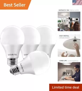 800 Lumens A19 LED 60W Equivalent Bulbs, Cool White 4000K, Energy Savings 4 Pack - Picture 1 of 10