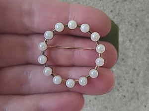Elegant Vintage 12K Gold Filled Cultured Pearls Pin Brooch - Picture 1 of 3