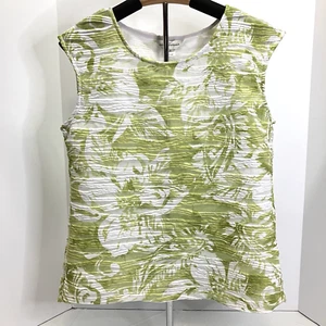 Christoper & Banks Womens Green White Ruched Floral Sleeveless Blouse Shirt Sz M - Picture 1 of 5