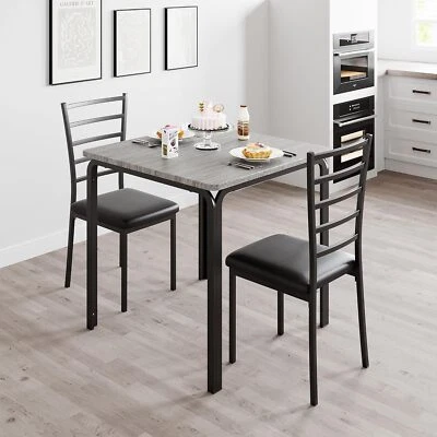 3Pcs Dining Room Kitchen Table with 2 PU Cushion Chair Sets Kitchen Dining Table - Image 1 of 4