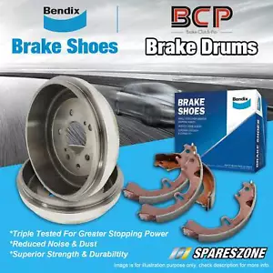 Rear BCP Brake Drums + Bendix Brake Shoes for Nissan Navara D22 D21 - Picture 1 of 2