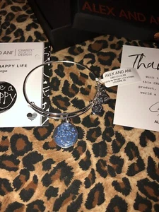 NWT ALEX AND ANI BRACELET * LIVE A HAPY LIFE * Shiny Silver MEANING CARD Incl. - Picture 1 of 4