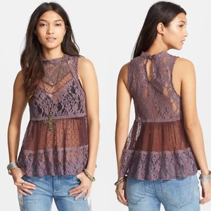 Free People Lady Bird Purple Lace Blouse Size Small? - Picture 1 of 4