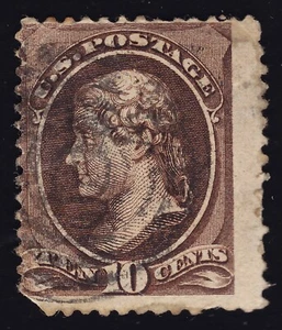 US Scott 209b Used Black Brown 10 cent Jefferson 1882 Lot AA0002 bhmstamps - Picture 1 of 2