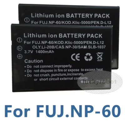 2x Battery for Fuji NP-60 Pentax D-L12 KODAK KLIC-5000 Olympus LI20B Casio NP-30 - Image 1 of 4