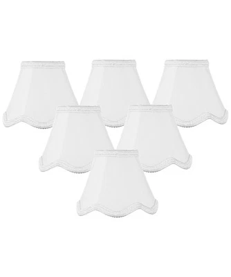 Set of 6 Down White Scallop Stretch Clip-on Candelabra Lampshade 2.5x5x4 - Image 1 of 4
