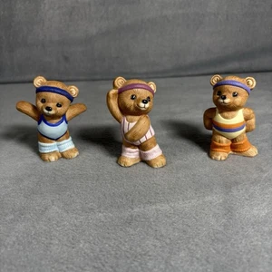 Vintage HOMCO 3er Set #1448 Trainierende Fitness Bären Porzellan Figuren - Bild 1 von 8