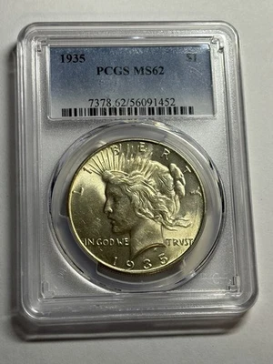 1935 P Peace Silver Dollar PCGS MS62 Better Date Nice Strike - Image 1 of 4