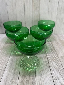 De Colección Anchor Hocking Bosque Verde Sherbet Base Burbuja Transparente Juego de 5 Champagne - Imagen 1 de 12
