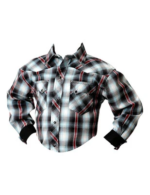 Roper Western Shirt Boys L/S Dobby Plaid Black 03-030-0062-0756 BL - Image 1 of 2