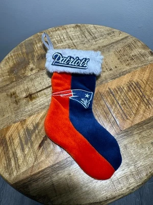 New England Patriots Embroidered Christmas Stocking Ornament, White Ribbon Hang - Image 1 of 3