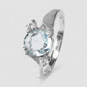 Sparkling Baby Blue Aquamarine 1.20Ct 925 Sterling Silver Handmade Jewelry Rings - Picture 1 of 10