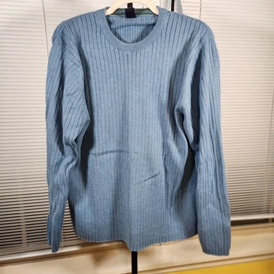 Vintage GAP $50 XL Light Blue 100% Cotton Crew Neck Ribbed Knit Sweater - Image 1 of 4