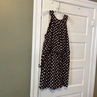 Emma & Michele Marrón Lunares Mameluco Pantalones Cortos Elegante Lindo L Bolsillos Corbata Cintura (Ls) Foto 1 de 4