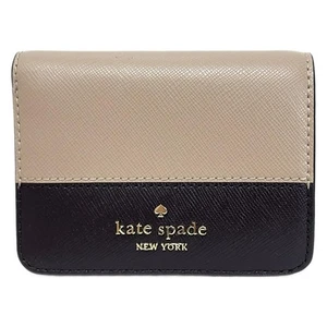 Auth Kate spade Madison Colorblock Small Bifold Wallet KC514 Pink Beige Black - - Picture 1 of 5