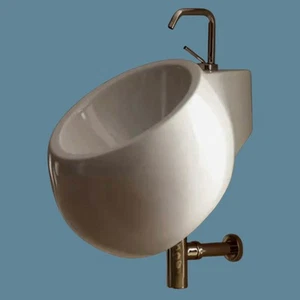 Nameeks Scarabeo 8100 Round Wall-Mounted Sink w/ Delta Faucet - White MSRP$850 - Picture 1 of 12