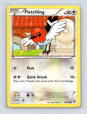Pokémon TCG Fletchling 89/119 XY - Phantom Forces Normal LP - Image 1 of 2
