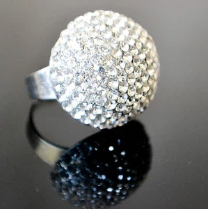MODISCHER KUPPELRING KLAR WEISS BLING STRASS (RÜCKEN OFFEN/VERSTELLBAR) - Bild 1 von 7
