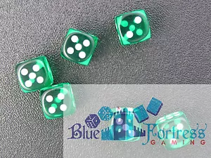 CHESSEX translucent 12mm SET OF 6 D6 GREEN-WHITE DICE MTG WoW WARHAMMER - Picture 1 of 2