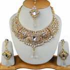 White CZ Diomand Choker Set Indian Bollywood Jewelry Necklace Set ZR352
