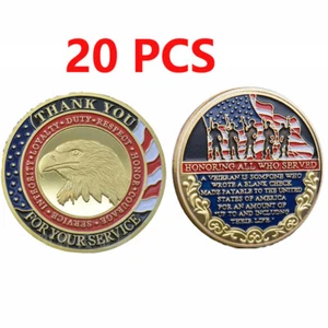20PCS Challenge Coin Military Thank You for Your Service Veteran Commemorative - Picture 1 of 10