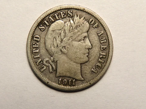 1911-D Barber Dime, VF Cover