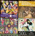 Gently Used Lot of Four (4) DISNEY Jigsaw Puzzles 1000 & 500 Pieces ADULT OWNED