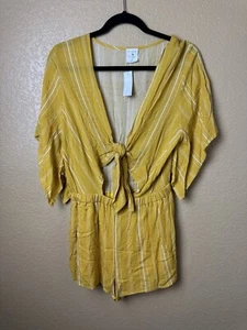 Yellow Paige & Co Boutique Striped Romper Shorts Summertime Preppy Beach - Picture 1 of 8