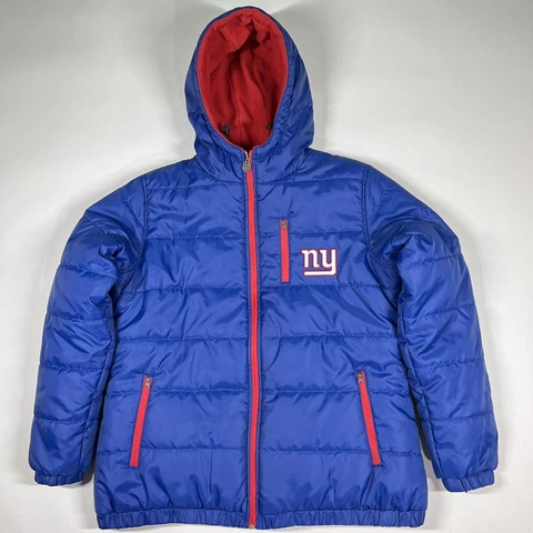 NFL Pro Line New York Giants Large Jacket Puffer Double Layered Blue Cover
