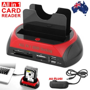Dual USB 2.0 3.0 HDD IDE Docking Station Hard Disk Drive Dock Card Reader SATA - Picture 1 of 12