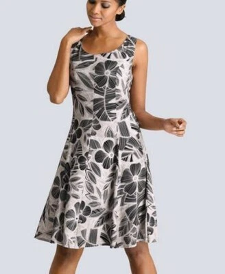 NEU ZAUBERHAFT BEDRUCKT SOMMERKLEID 38 40  ALBA MODA taupe 130€ *25069614 - Bild 1 von 4