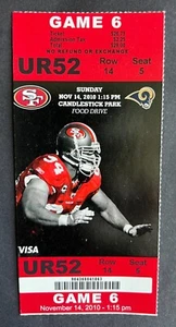 Vintage 2010 NFL St. Louis Rams vs San Francisco 49ers Ticket Stub 11/14/10 - Picture 1 of 2