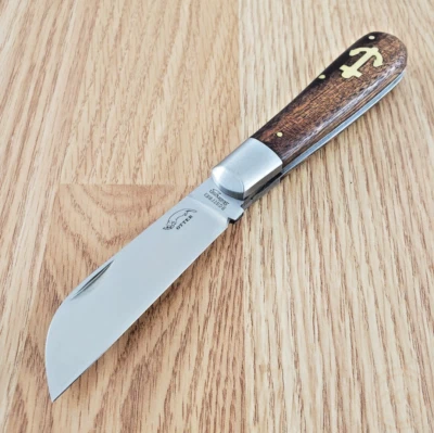 OTTER-Messer Large Anchor Folding Knife 2.75" Stainless Blade Wood/Brass Handle - Image 1 of 4