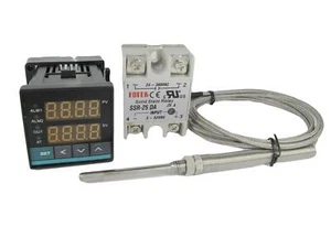 Digital PID Temperature Controller w SSR HighTemp Sensors in ℃ / ℉ (2 Alarm) - Picture 1 of 8