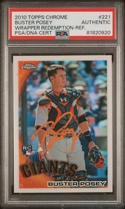 Buster Posey 2010 Topps Chrome Refractor Signed Rookie Card #221 Auto PSA 820920 - Picture 1 of 2