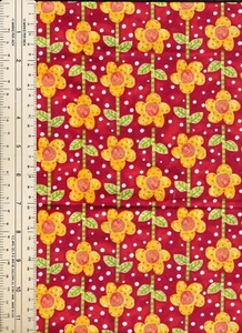 POLKA DOT GARDEN RED for In the Beginning Fabric - COTTON FABRIC 57cm x 47cm B - Picture 1 of 2