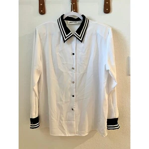 Yves St. Clair Button Up Blouse Womens Sz 18 Long Sleeves Flowy Casual White VTG - Picture 1 of 21