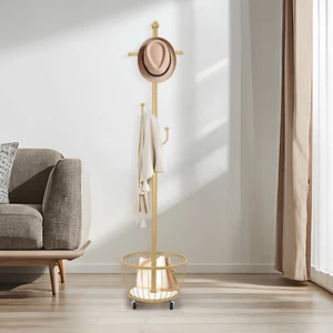 6 Hooks Clothes Hanger Coat Rack Hat Bag Stand Tree Storage Basket Organizer - Picture 1 of 6