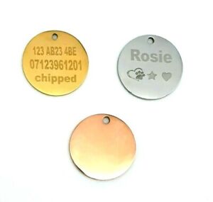 ENGRAVED PET TAGS - Personalised id dog cat tag  stainless steel  small identity