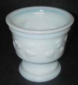 Glass Candle Holder Pillar Milk White VASE Planter Pedestal Ivy Heart Vine Leaf - Picture 1 of 3