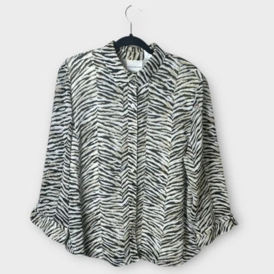 Blusa Alfred Dunner Estampado Animal Abotonada Manga Tres Cuartos Talla 18 Foto 1 de 4