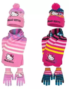 Garden Hello Kitty 3tlg. Set Winter Hat Zöpfchenmütze Knitted Cap Per - Picture 1 of 2