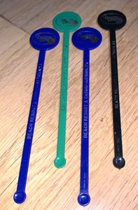 4 Old HALYCON/ THE BEACH RESORT HOTEL SWIZZLE STIR STICKS Antigua, W.I. - Picture 1 of 4