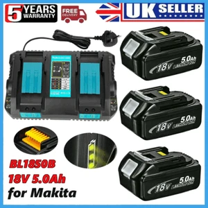 18 V für Makita BL1850B Akku BL1830B BL1860B BL1815 DC18RD Dual-Ladegerät 5 Ah UK - Bild 1 von 23